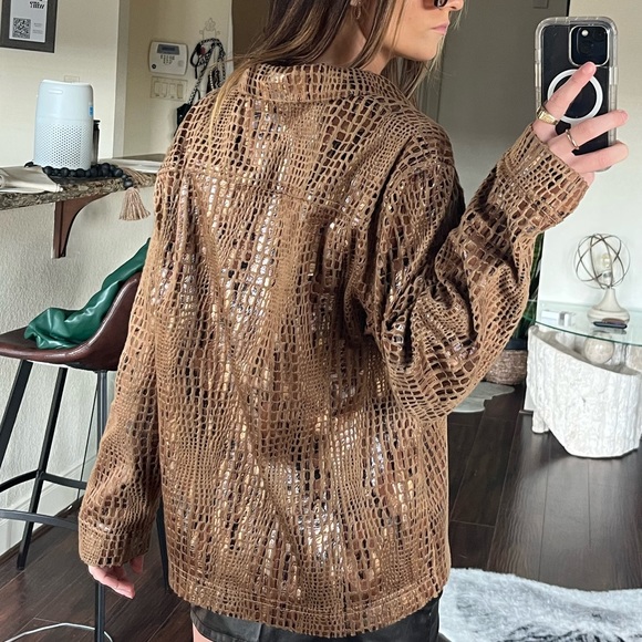 Faux Leather/ Fur Coat - Picture 2 of 3